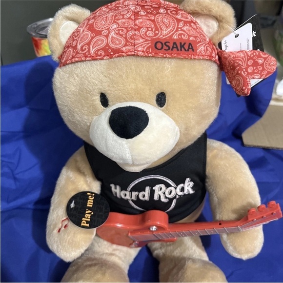 Hard Rock Cafe Other - JAPAN OSAKA Hard Rock Rockin Rob Animated Plush Teddy Bear w/ Guitar NWT 12”